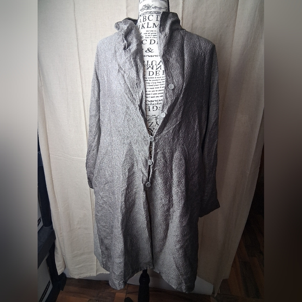 Eileen Fisher Small Long Sleeve Button Up Jacket Gray Brown NWOT - Picture 4 of 8